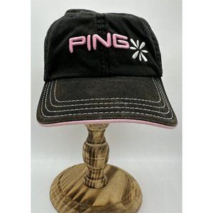 Womens Ping Golf Hat Black Pink Logo One Size Fits Most Adjustable